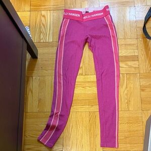 Helly Hansen womens Fuchsia baselayer with Light Pink Side Stripes merino wool